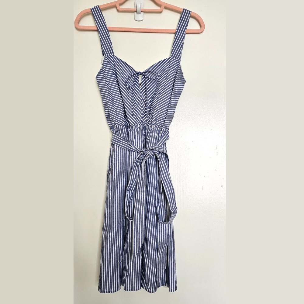 NWT!! Alexia Admor Sailor Striped Belted Sleeveless Dress, M, Blue & White